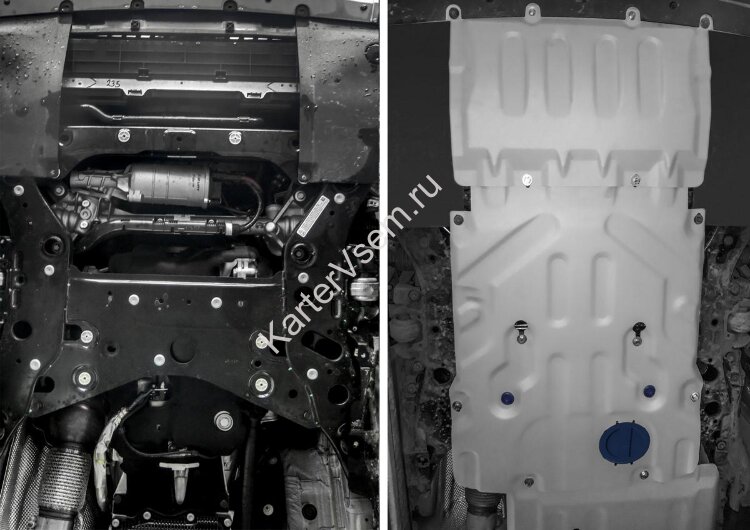 Защита картера Rival для BMW X4 G02 рестайлинг (xDrive M40i) 2021-н.в., штампованная, алюминий 4 мм, с крепежом, 2 части, 333.0531.1