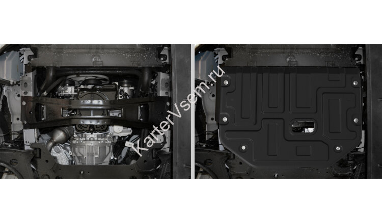 Защита картера и КПП АвтоБроня для Ford Transit VII 2014-н.в., штампованная, сталь 1.8 мм, с крепежом, 111.01867.1