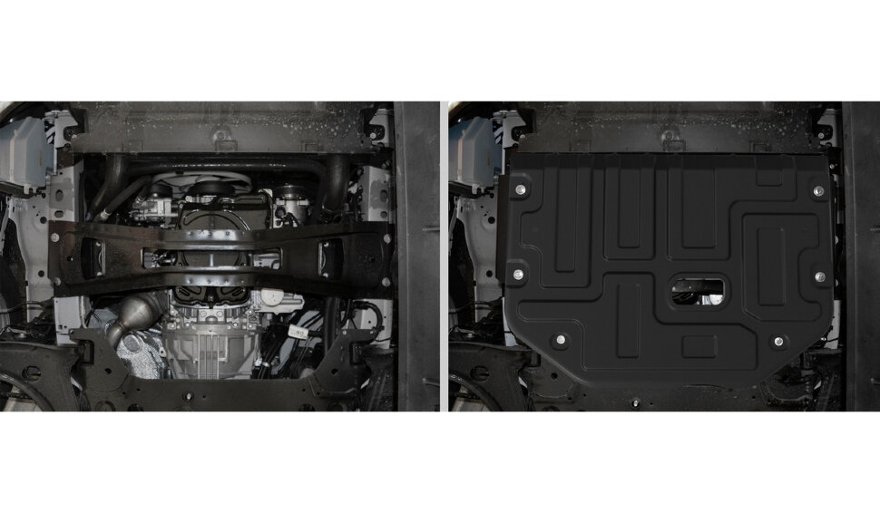 Защита картера и КПП АвтоБроня для Ford Transit VII 2014-н.в., штампованная, сталь 1.8 мм, с крепежом, 111.01867.1