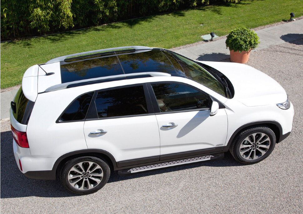 Пороги площадки (подножки) "Bmw-Style круг" Rival для Kia Sorento II рестайлинг 2012-2020, 173 см, 2 шт., алюминий, D173AL.2305.2 купить недорого