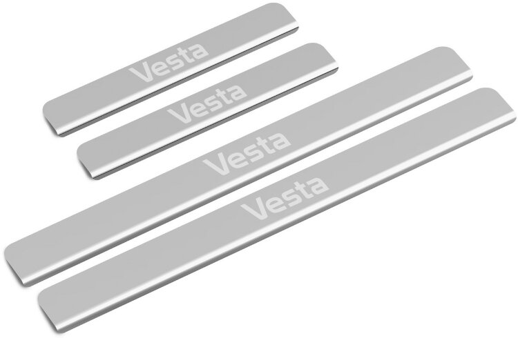 Накладки на пороги AutoMax для Lada Vesta Cross универсал 2017-н.в., нерж. сталь, с надписью, 4 шт., AMLAVES01 купить недорого