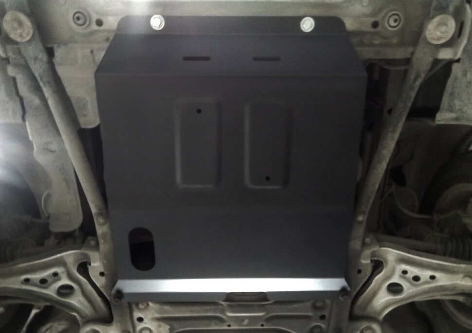 Защита картера и КПП АвтоБроня для Chevrolet Aveo T250 рестайлинг 2006-2012, штампованная, сталь 1.8 мм, с крепежом, 111.01023.1