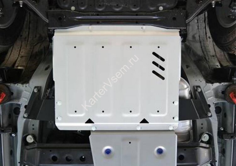 Защита КПП Rival для Mitsubishi Pajero IV 2006-2020, штампованная, алюминий 4 мм, с крепежом, 333.4044.1