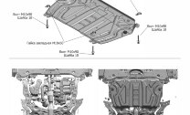 Защита картера и КПП Rival (увеличенная) для Lexus ES VII поколение 2018-2021 2021-н.в., оцинкованная сталь 1.5 мм, с крепежом, штампованная, ZZZ.9518.2