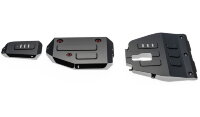 Защита картера, КПП, топливного бака и редуктора АвтоБроня для Kia Sorento IV 4WD 2020-н.в., штампованная, сталь 1.8 мм, 3 части, с крепежом, K111.02853.1