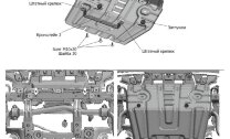 Защита радиатора, картера, КПП и РК АвтоБроня для Toyota Land Cruiser Prado 150 рестайлинг 2017-2020 2020-н.в., штампованная, сталь 1.8 мм, 3 части, с крепежом, K111.09516.1