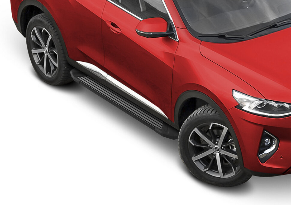 Пороги площадки (подножки) "Black" Rival для Haval F7 2019-2022 2022-н.в., 180 см, 2 шт., алюминий, F180ALB.9403.1 с доставкой по всей России