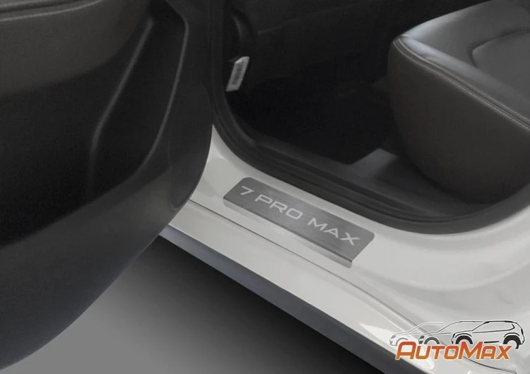 Накладки на пороги AutoMax для Chery Tiggo 7 Pro Max 2022-н.в., нерж. сталь, с надписью, 4 шт., AMCR7PRM01