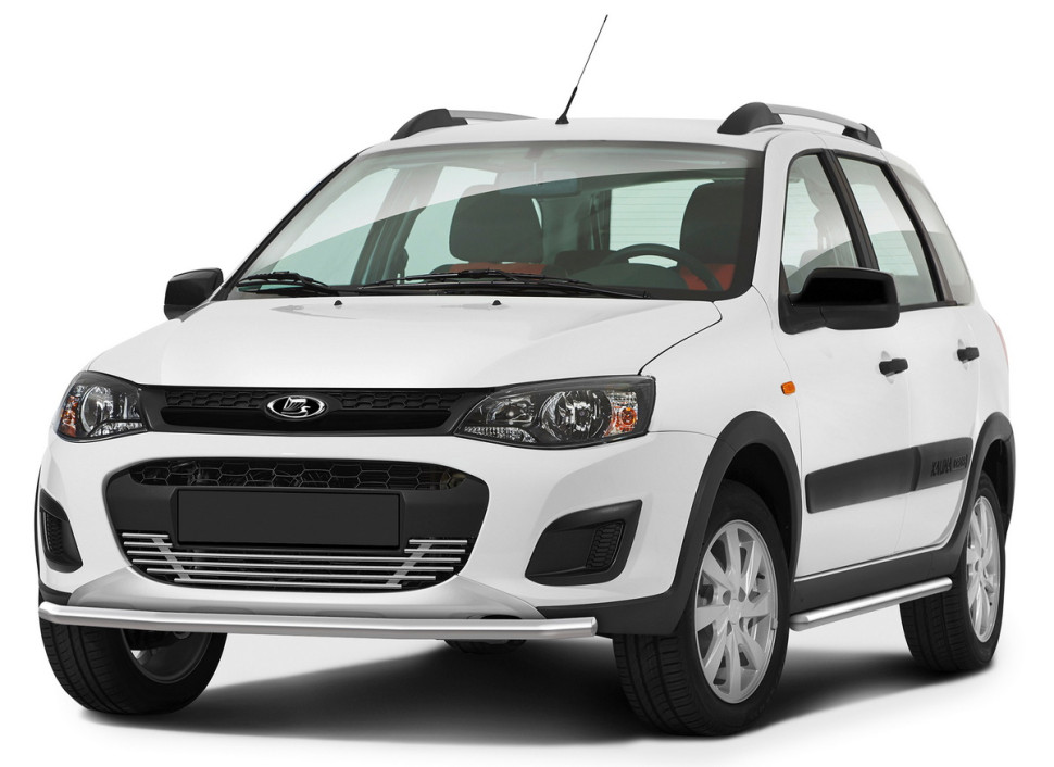 Защита переднего бампера d42 Rival для Lada Kalina Cross 2014-2018, нерж. сталь, R.6006.001