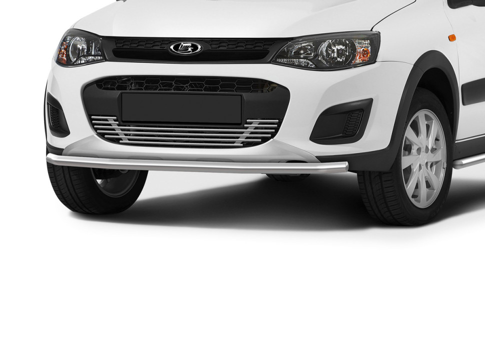 Защита переднего бампера d42 Rival для Lada Kalina Cross 2014-2018, нерж. сталь, R.6006.001