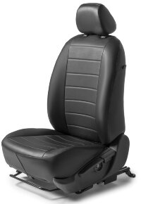 Авточехлы Rival Строчка (зад. спинка 40/60) для сидений Skoda Octavia A7 универсал, лифтбек (с задним подлокотником) 2013-2019, эко-кожа, черные, SC.5104.1
