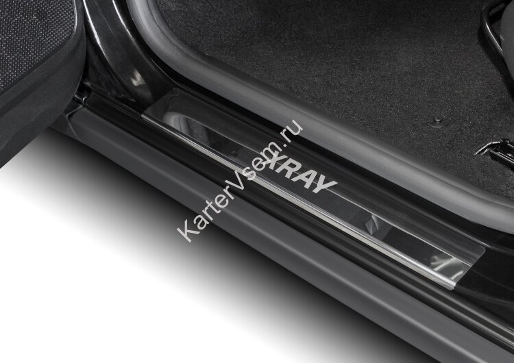 Накладки на пороги AutoMax для Lada Xray 2015-н.в., нерж. сталь, с надписью, 4 шт., AMLAXRA01 с доставкой по всей России