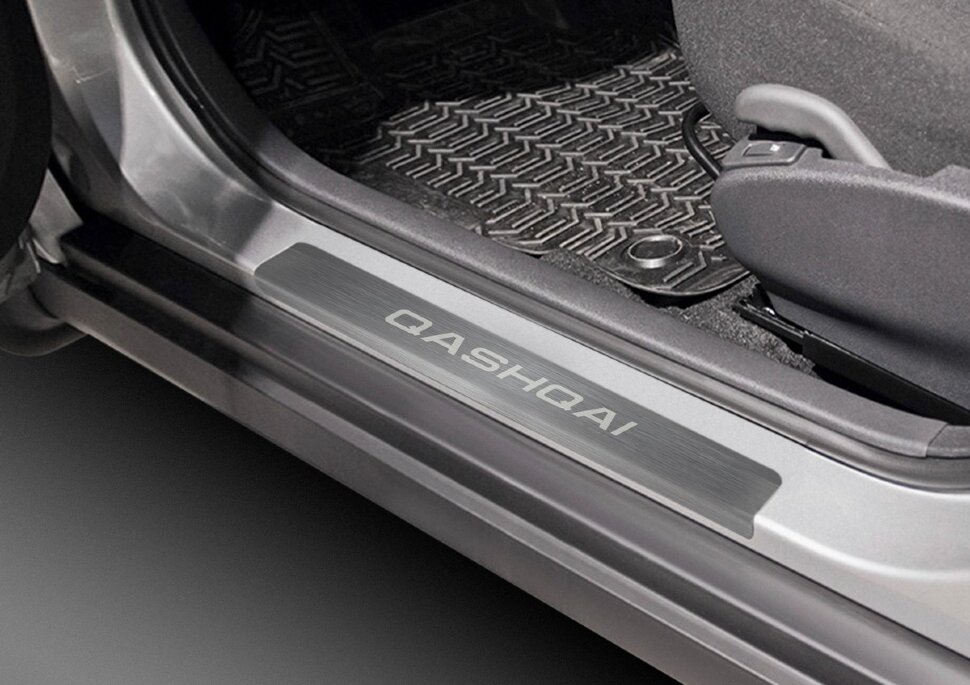 Накладки на пороги AutoMax для Nissan Qashqai II поколение рестайлинг 2019-н.в., нерж. сталь, с надписью, 4 шт., AMNIQAS01 с доставкой по всей России