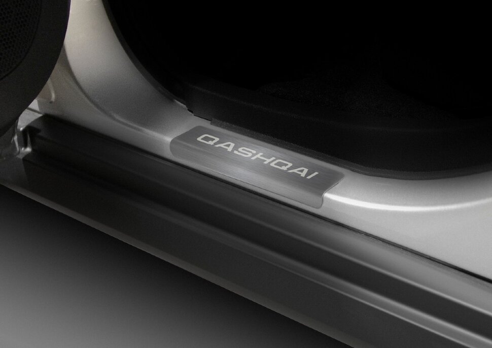 Накладки на пороги AutoMax для Nissan Qashqai II поколение рестайлинг 2019-н.в., нерж. сталь, с надписью, 4 шт., AMNIQAS01