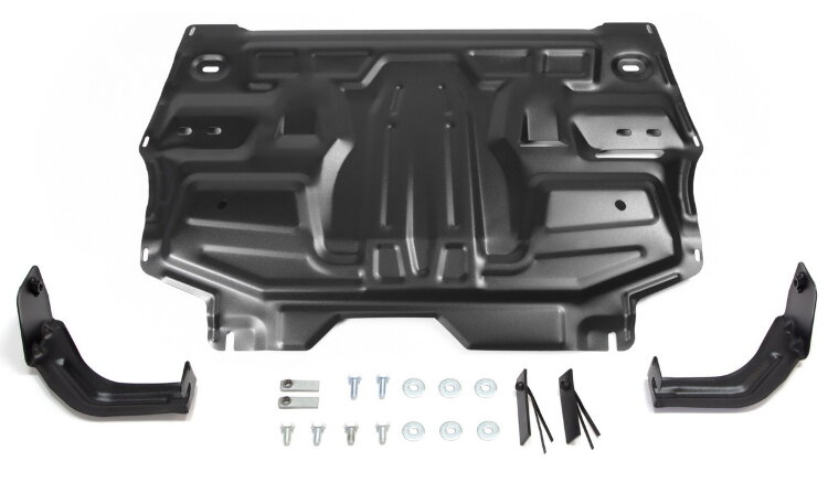 Защита картера и КПП АвтоБроня для Volkswagen Polo (Поло) V седан 2010-2020, штампованная, сталь 1.5 мм, с крепежом, 111.05842.1