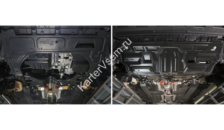 Защита картера и КПП АвтоБроня для Volkswagen Polo (Поло) V седан 2010-2020, штампованная, сталь 1.5 мм, с крепежом, 111.05842.1