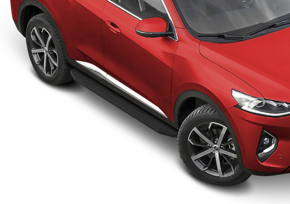 Пороги площадки (подножки) "Premium-Black" Rival для Haval F7x 2019-2022 2022-н.в., 180 см, 2 шт., алюминий, A180ALB.9403.1 с доставкой по всей России