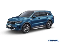 Пороги на автомобиль (подножки) "Silver" Rival для Kia Sorento IV 2020-н.в., 180 см, 2 шт., алюминий, F180AL.2806.1