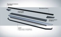 Пороги площадки (подножки) "Premium-Black" Rival для Lifan X60 2012-2016, 160 см, 2 шт., алюминий, A160ALB.3302.2 лучшая цена