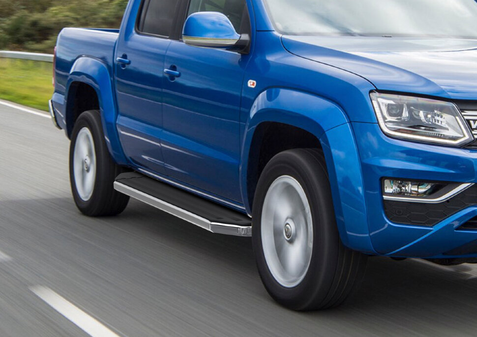 Пороги площадки (подножки) "Premium" Rival для Volkswagen Amarok I рестайлинг 2016-2019, 193 см, 2 шт., алюминий, A193ALP.5803.2 с доставкой по всей России