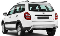Защита заднего бампера d42 скоба Rival для Lada Kalina Cross 2014-2018, нерж. сталь, R.6006.003