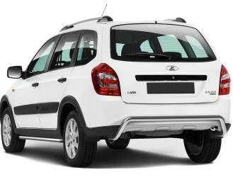 Защита заднего бампера d42 скоба Rival для Lada Kalina Cross 2014-2018, нерж. сталь, R.6006.003