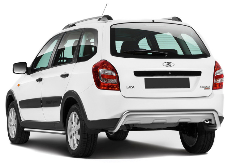 Защита заднего бампера d42 скоба Rival для Lada Kalina Cross 2014-2018, нерж. сталь, R.6006.003