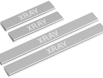 Накладки на пороги AutoMax для Lada Xray Cross 2018-н.в., нерж. сталь, с надписью, 4 шт., AMLAXRA01
