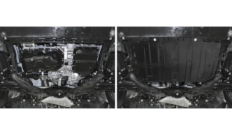 Защита картера и КПП Rival для Mazda 6 GJ 2012-2018 2018-н.в., сталь 1.5 мм, с крепежом, штампованная, 111.3825.1