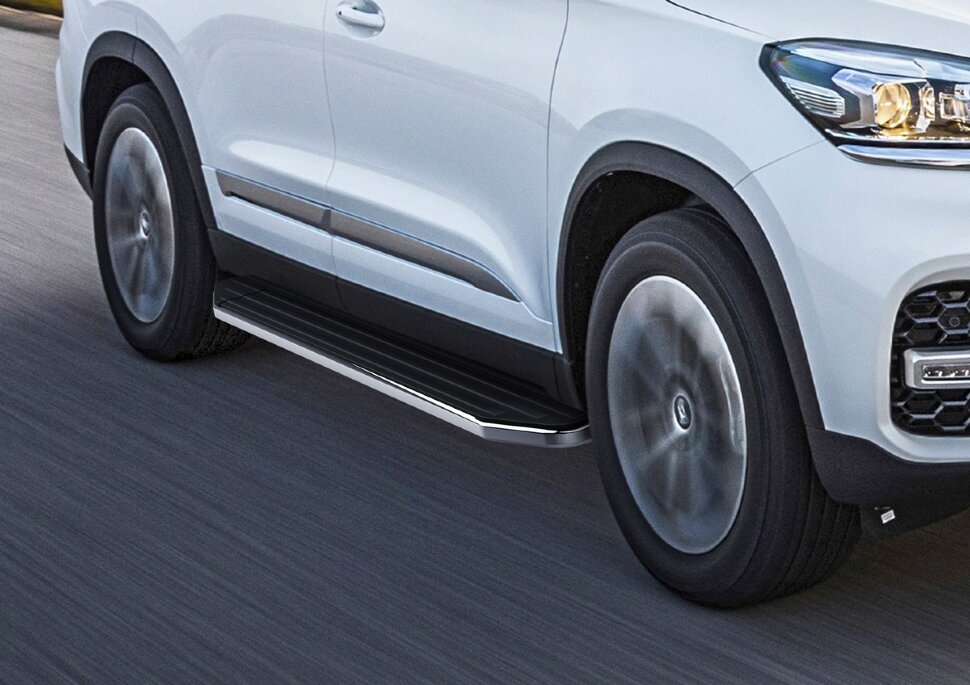 Пороги площадки (подножки) "Premium" Rival для Chery Tiggo 8 Pro 2021-н.в., 180 см, 2 шт., алюминий, A180ALP.0905.2 с возможностью установки