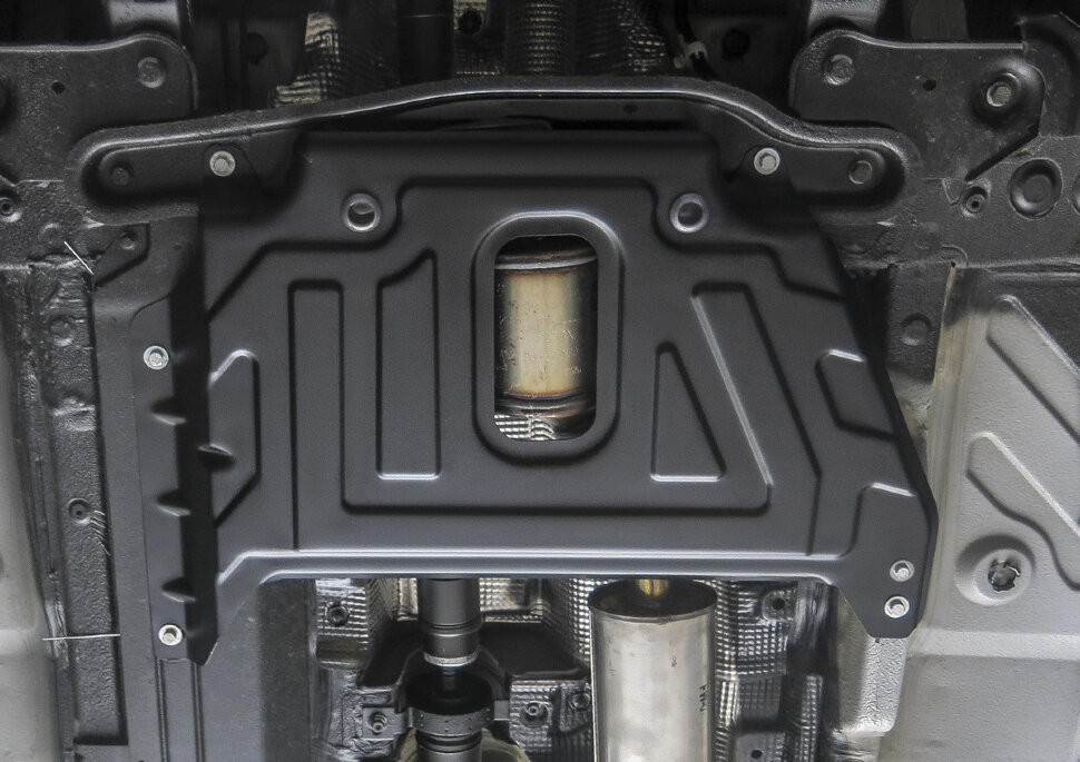 Защита кислородного датчика AutoMax для Renault Duster I рестайлинг 2015-2021, сталь 1.4 мм, с крепежом, штампованная, AM.4725.3