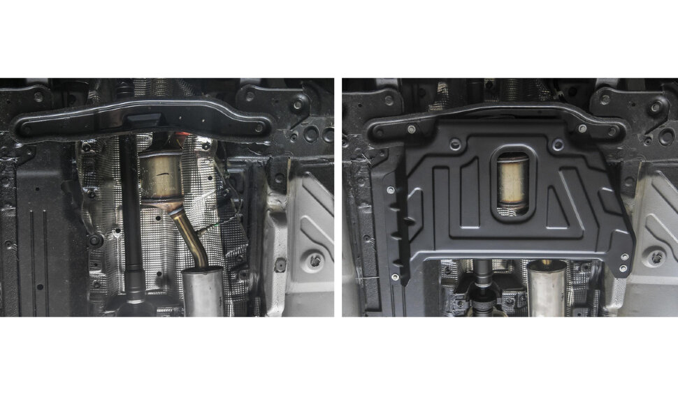 Защита кислородного датчика AutoMax для Renault Duster I рестайлинг 2015-2021, сталь 1.4 мм, с крепежом, штампованная, AM.4725.3