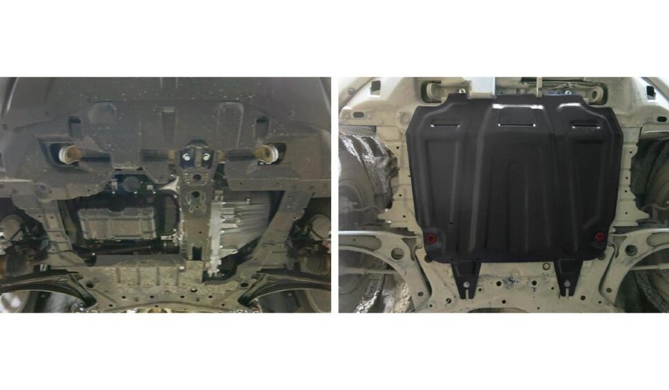 Защита картера и КПП АвтоБроня (увеличенная) для Peugeot 4007 2007-2012, штампованная, сталь 1.8 мм, с крепежом, 111.04016.3