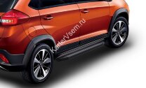 Пороги на автомобиль "Premium-Black" Rival для Chery Tiggo 2 2017-2020, 173 см, 2 шт., алюминий, A173ALB.0904.1