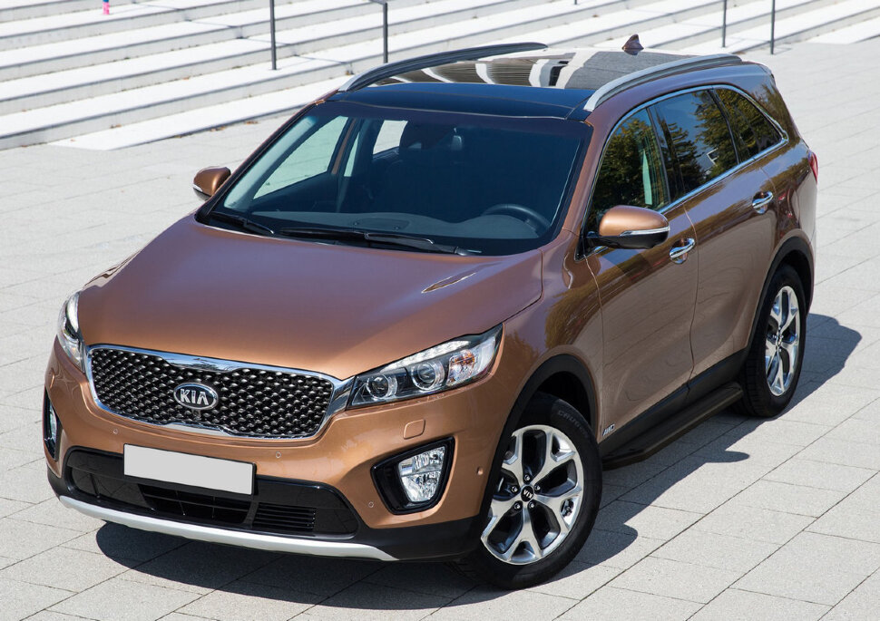 Пороги площадки (подножки) "Premium-Black" Rival для Kia Sorento III Prime 2015-2017, 180 см, 2 шт., алюминий, A180ALB.2803.3 купить недорого