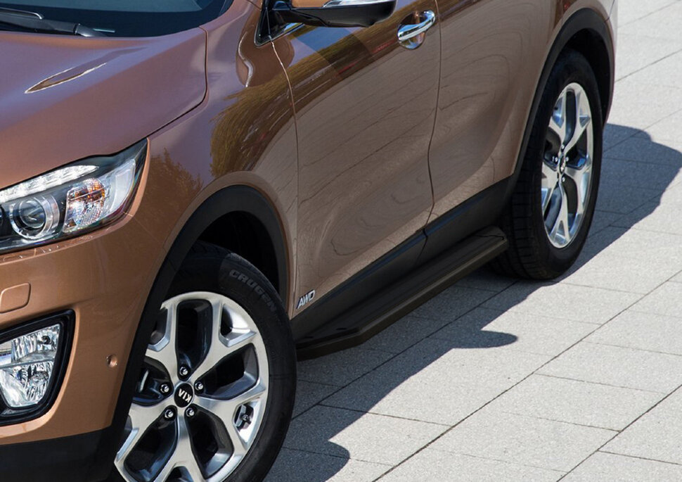 Пороги площадки (подножки) "Premium-Black" Rival для Kia Sorento III Prime 2015-2017, 180 см, 2 шт., алюминий, A180ALB.2803.3 в официальном интернет магазине