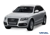 Пороги на автомобиль (подножки) "Premium" Rival для Audi Q5 I (искл. S-Line) 2008-2017, 193 см, 2 шт., алюминий, A193ALP.0302.1
