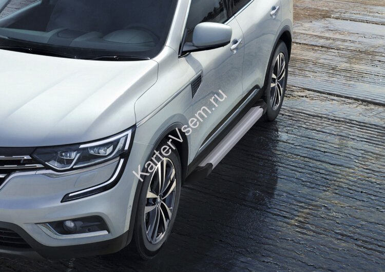 Пороги площадки (подножки) "Silver" Rival для Renault Koleos II 2016-2020, 173 см, 2 шт., алюминий, F173AL.4704.1