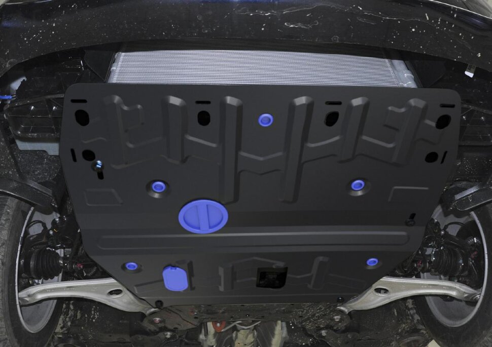 Защита картера и КПП Rival для Hyundai i40 2011-2019, сталь 1.8 мм, с крепежом, штампованная, 111.2342.1