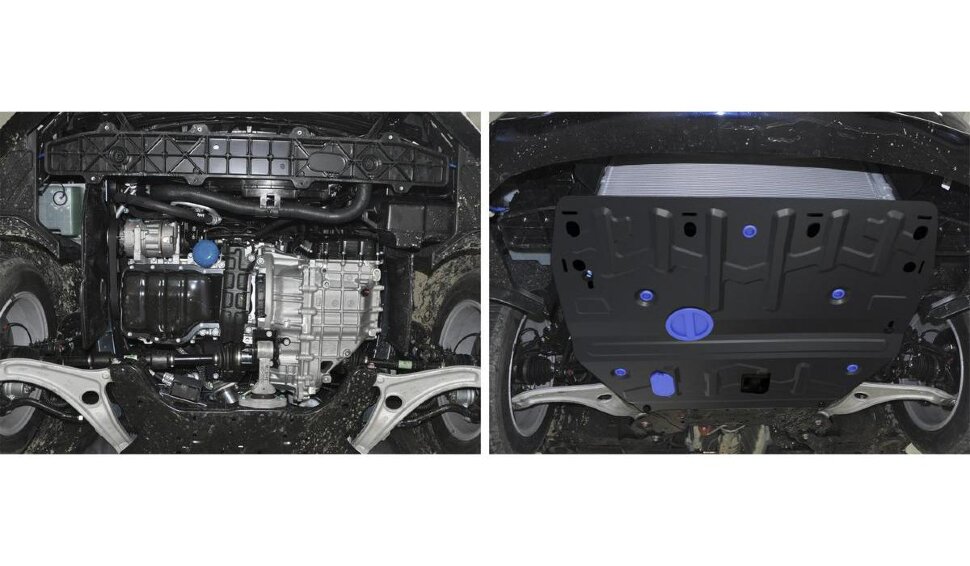 Защита картера и КПП Rival для Hyundai i40 2011-2019, сталь 1.8 мм, с крепежом, штампованная, 111.2342.1