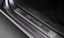 Накладки на пороги AutoMax для Skoda Octavia A7 2013-2020, нерж. сталь, с надписью, 4 шт., AMSKOCT01 с доставкой по всей России
