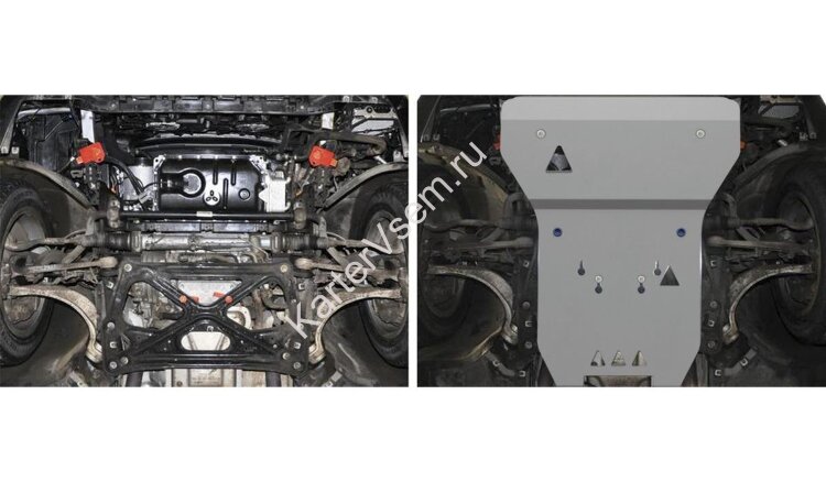 Защита картера и КПП Rival для Audi A8 D4 2009-2013, алюминий 4 мм, с крепежом, 333.0323.1
