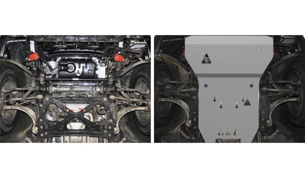 Защита картера и КПП Rival для Audi A8 D4 2009-2013, алюминий 4 мм, с крепежом, 333.0323.1