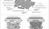 Защита картера Rival для Volvo S80 II 2006-2016, штампованная, алюминий 4 мм, с крепежом, 333.5907.1