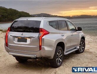 Защита заднего бампера d76 + комплект крепежа, RIVAL, Mitsubishi Pajero Sport 2016-