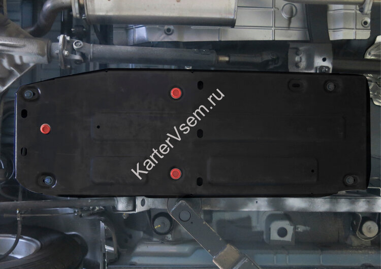 Защита топливного бака АвтоБроня для SsangYong Kyron I рестайлинг 2007-2016, штампованная, сталь 1.8 мм, с крепежом, 111.05313.1