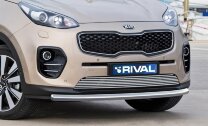 Защита переднего бампера d57 + комплект крепежа, RIVAL, Kia Sportage 2016-