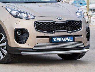 Защита переднего бампера d57 + комплект крепежа, RIVAL, Kia Sportage 2016-