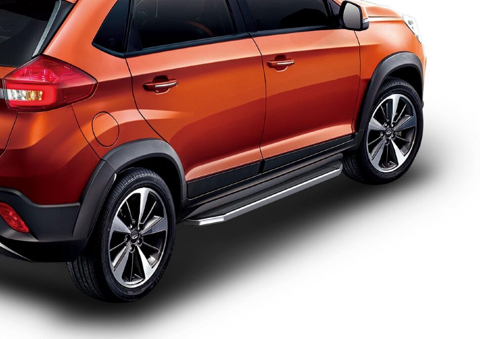 Пороги площадки (подножки) "Premium" Rival для Chery Tiggo 2 2017-2020, 173 см, 2 шт., алюминий, A173ALP.0904.1 с доставкой по всей России