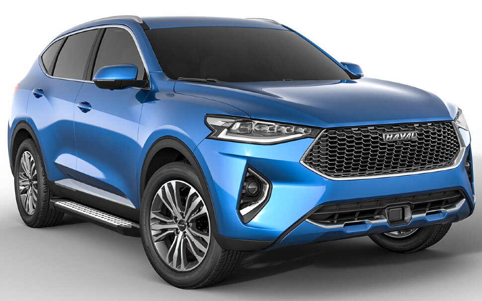 Пороги площадки (подножки) "Bmw-Style круг" Rival для Haval F7x 2019-2022 2022-н.в., 180 см, 2 шт., алюминий, D180AL.9403.1 купить недорого